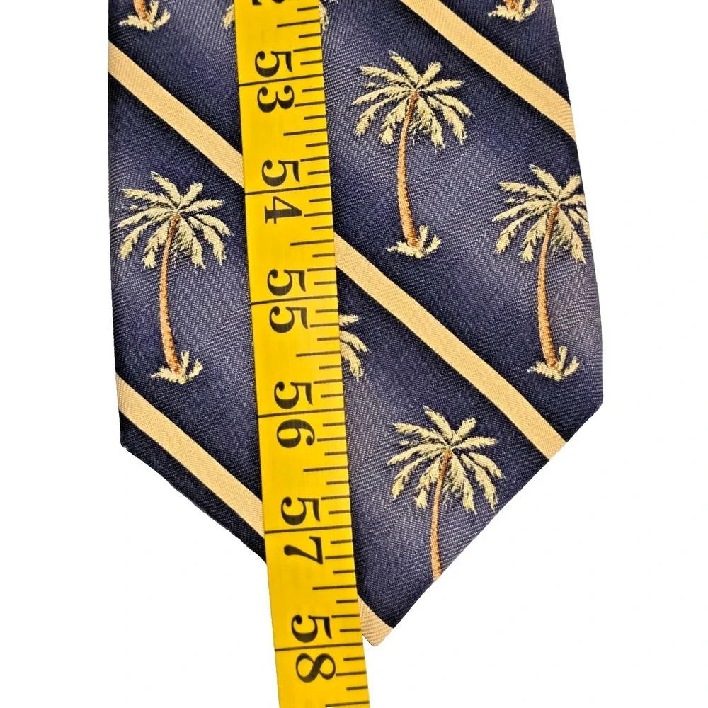 Tommy‎ Bahama Vintage Silk Necktie Palm Tree Blue Stripe Wide 58.1